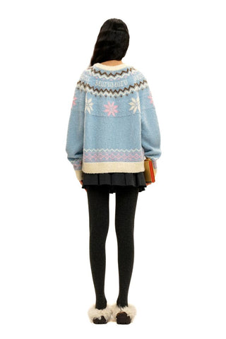 [Moromoro2] Fair Isle Snowflake Sequin  Sweater