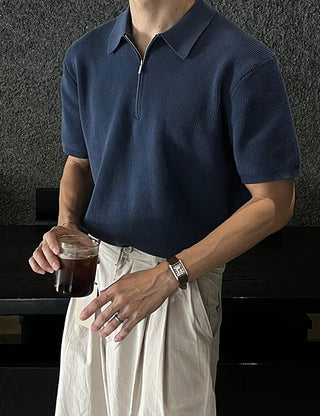 Roy Zipper Collar Cool Short Sleeve Knit (cool fabric)