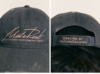 [Monterest] Washed Distressed Logo Embroidered Cap
