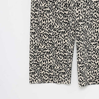 Leopard print elastic waist pants