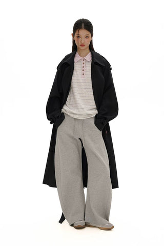 [Moromoro2] Striped Polo Long Sleeve Tee with Star  Buttons