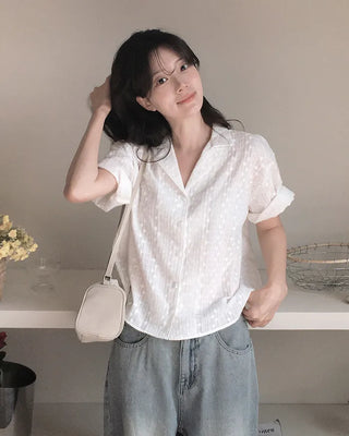 Cotton Flower Half Shirt Jacket