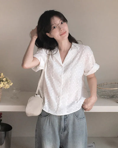Cotton Flower Half Shirt Jacket