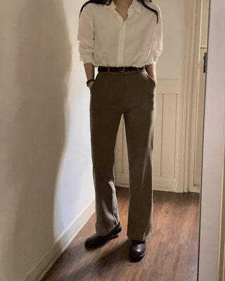 Warm fleece-lined semi-bootcut slacks