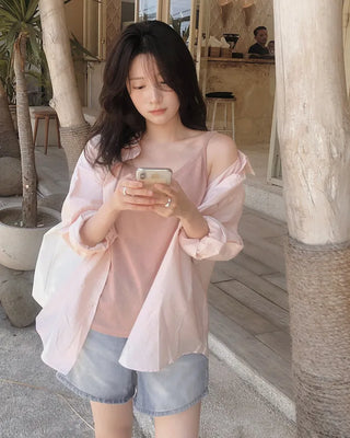 3.5-length cotton shorts