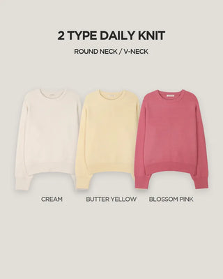 (round neck/v-neck) Soft round knit - 9 colors