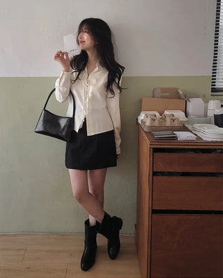 Strap button blouse