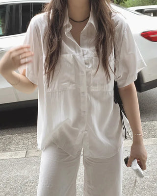 Silky 2-Pocket Blouse Shirt - 4 Colors