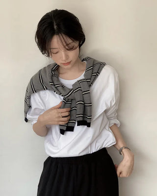 (Short-sleeved/Long-sleeved) Clean Cotton Daily Plain T-Shirt