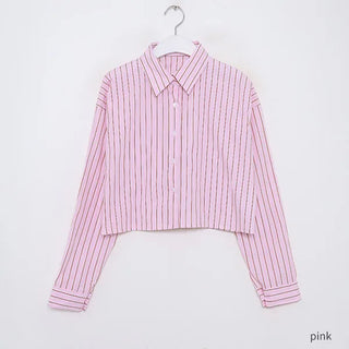 Multi-stripe crop shirt