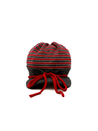 [Moromoro2] Contrast Stripe Knit Bow Baseball  Cap