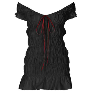 Ruched ribbon off shoulder v neck mini dress