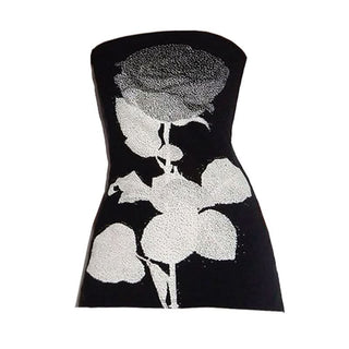 Flower print backless contrast tube top