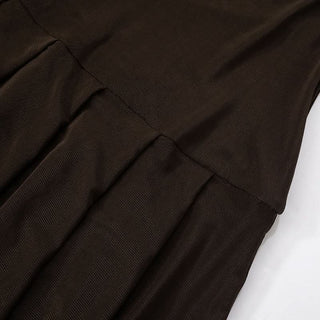 Halter cowl neck mesh pleated backless maxi dress