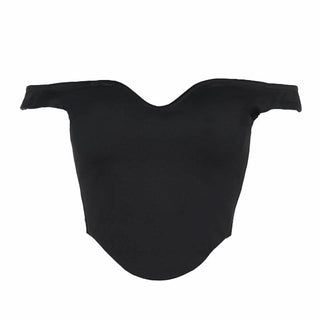 Off shoulder v neck solid backless top