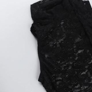 Lace see through crewneck solid crop top