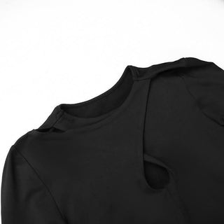 Hollow out long sleeve gloves solid bodysuit