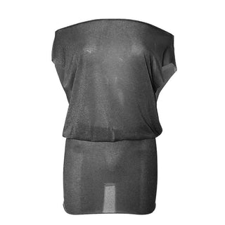 Off shoulder ruched see through mini dress