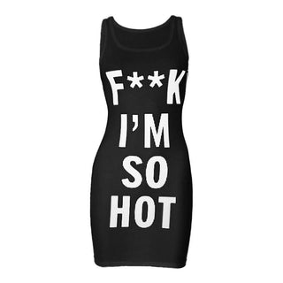 U neck letter print contrast tank mini dress