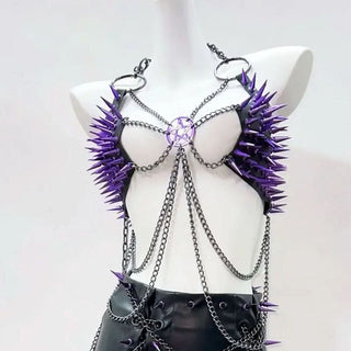 Metal chain o ring rivet applique slit top