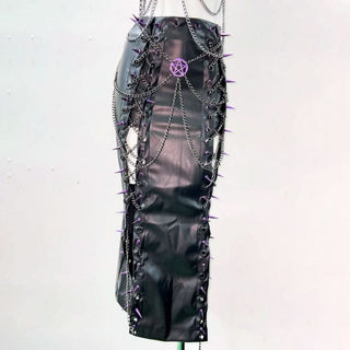 Metal chain o ring rivet applique slit top