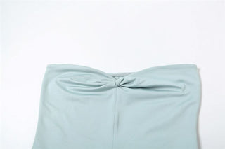 Sweetheart neck ruched solid tube crop top