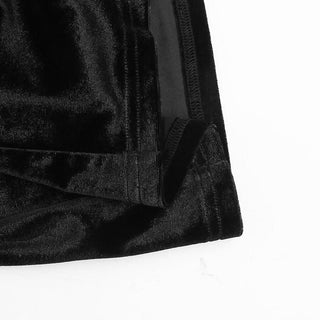 Hollow out slit halter irregular velvet cut out midi dress