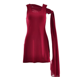 U neck knotted solid mini dress