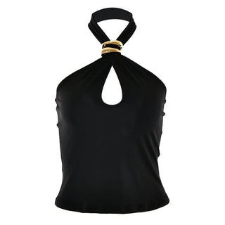 Halter metal ring hollow out cut out top