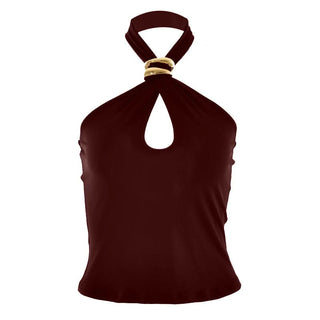 Halter metal ring hollow out cut out top