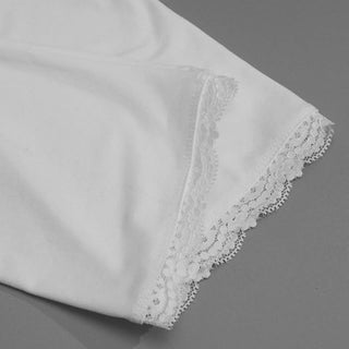 Long sleeve hoodie lace hem embroidery 2 piece top