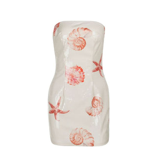 Conch print zip-up tube mini dress