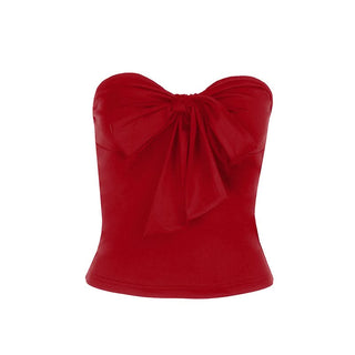 Sweetheart neck bowknot tube top