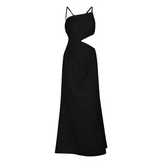 Cross back hollow out zip-up cami cut out maxi dress