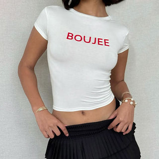 Short sleeve letter pattern top