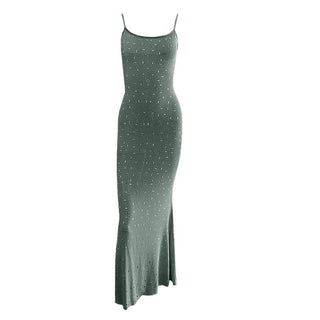 U neck beaded backless cami maxi dress