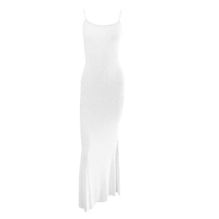 U neck beaded backless cami maxi dress