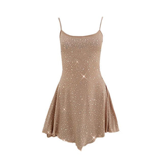 Beaded u neck backless cami mini dress
