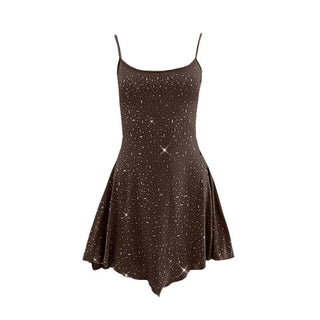 Beaded u neck backless cami mini dress