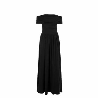 Off shoulder ruched backless solid maxi dress