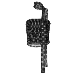 Ruched polka dot backless tube top