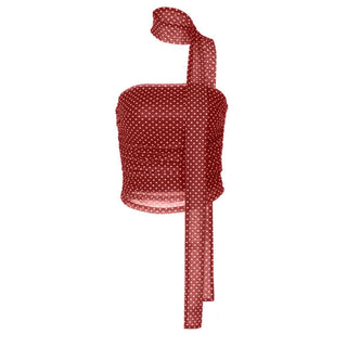 Ruched polka dot backless tube top