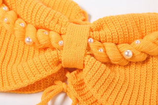 Halter knitted lace up beaded zip up mini skirt set