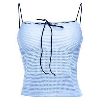 Square neck self tie spaghetti strap top