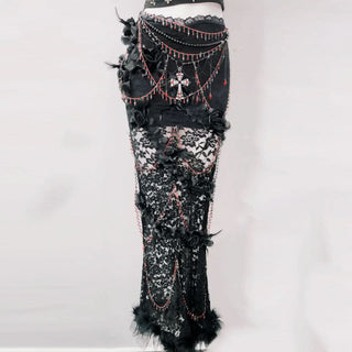 Beaded feather flower applique tube top
