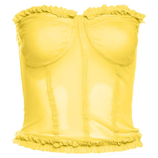 Sweetheart neck ruffle mesh backless top