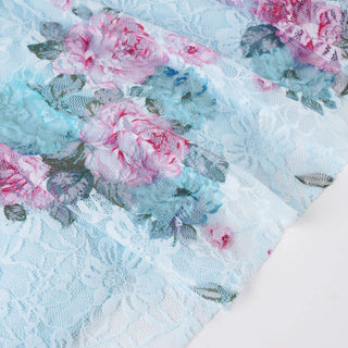 Flower print ruffle lace maxi skirt
