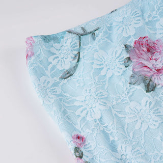 Flower print ruffle lace maxi skirt