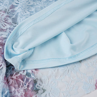 Flower print ruffle lace maxi skirt