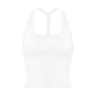 Ribbed u neck hollow out solid cut out top